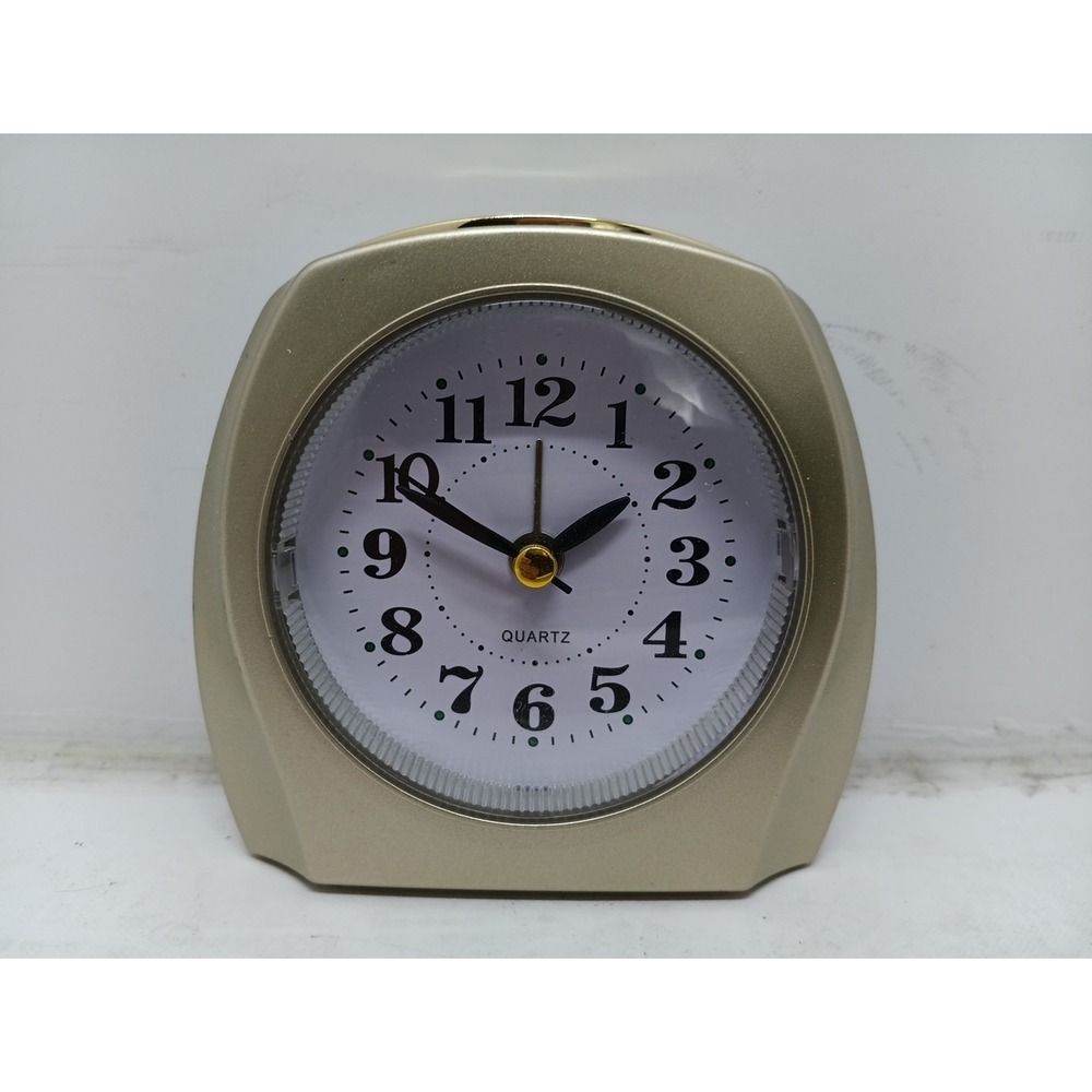 Gold & White Plastic Bedside Alarm Clock